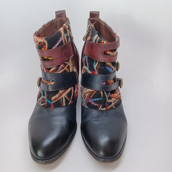Spring Step L'Artiste Leather Ankle Boots Brown Multicolor Redding 41or US 10 - Picture 3 of 14